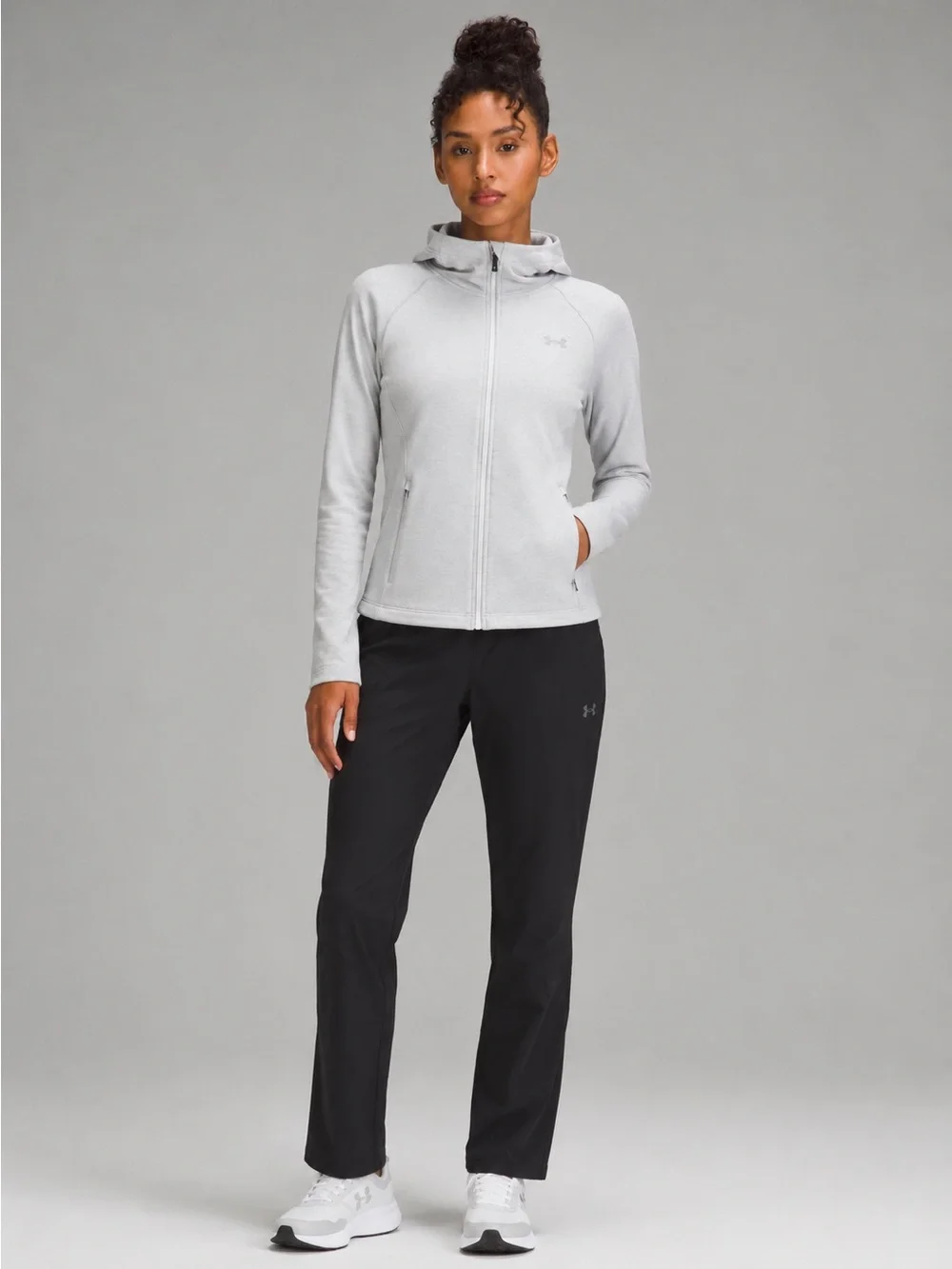 Under Armour ColdGear Full Zip Fleece Hoodie Jacket Light Gray Women’s Small